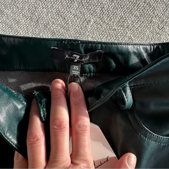 NWT 7 For All Mankind Forest Green Vegan Leather Pants - Picture 3 of 4